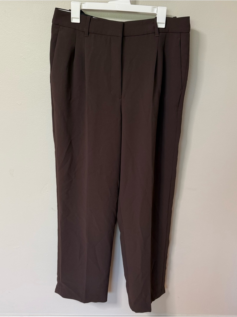 Aritzia The Effortless Pant Womens 14 brown Crepette Wide Leg Low Rise NWT